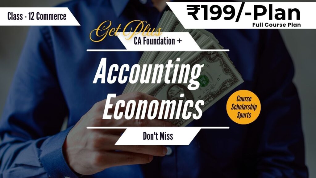“Class 12 Commerce ₹199 Thumbnail with Accountancy, Economics, and Business Studies icons – SKGi GyanGanga Starter Plan”